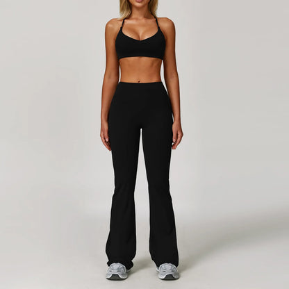 Women's 2/3 Piece Yoga Suit and Gym Set - Long Sleeve Sports Bra and Athletic Wear for Running and Workouts