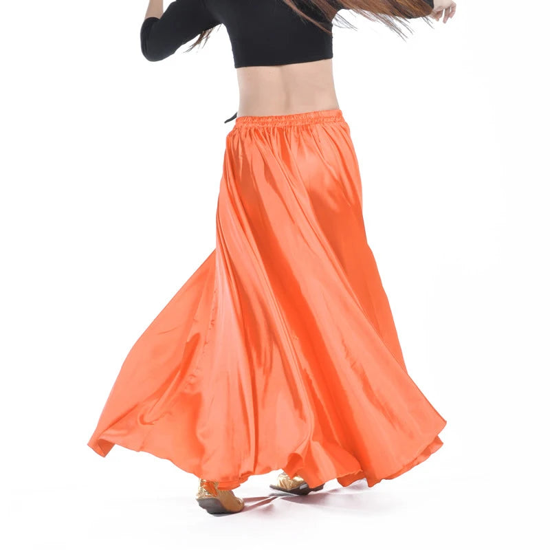 360-Degree Satin Belly Dance Skirt for Women - Gypsy Style Long Dance Skirt Available in 15 Solid Colors Including Purple and Gold