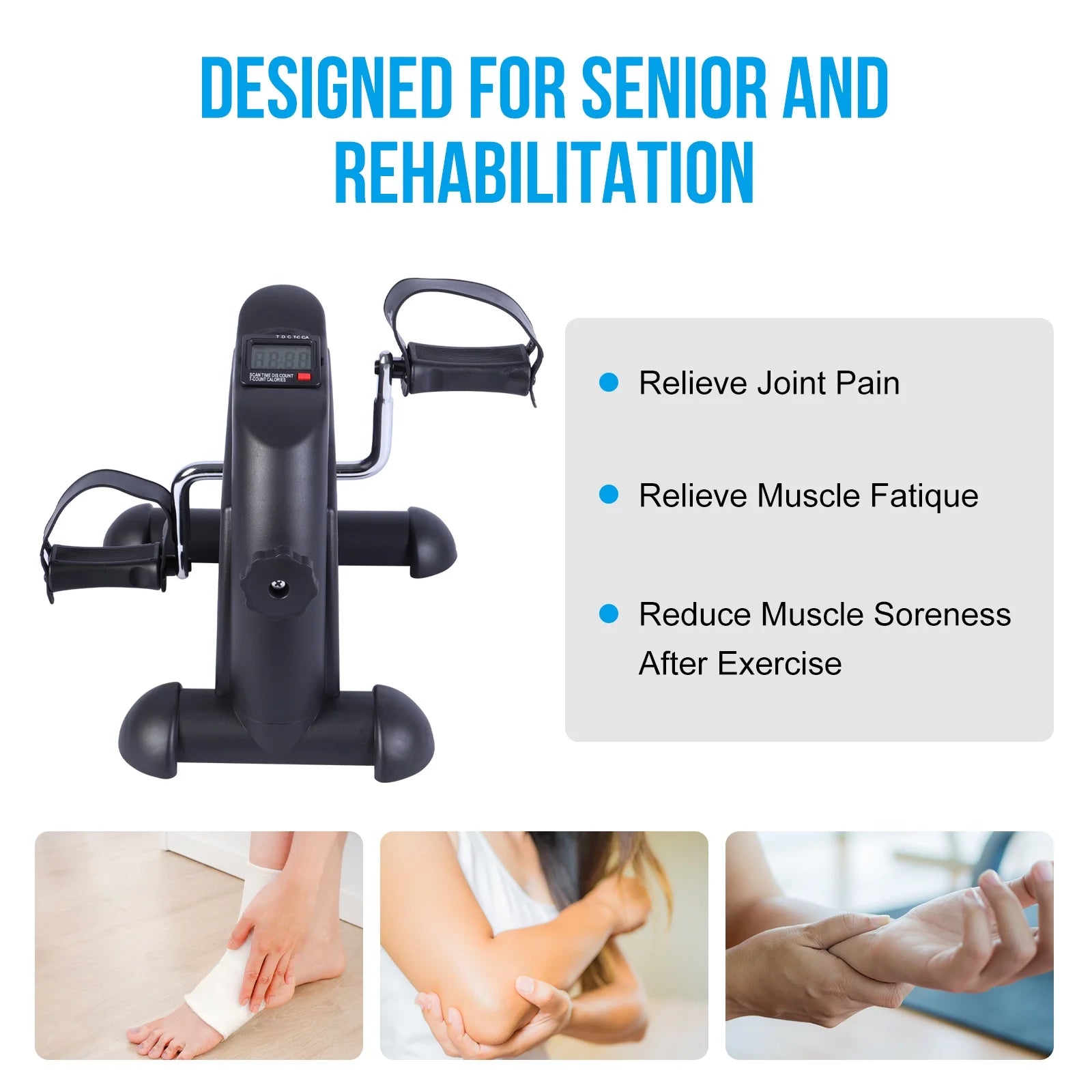 BAOKALER Desk Bike Pedal Exerciser, Mini Exercise Bike Stepper Indoor Exercise, Elder Bike Pedal Exerciser under Desk Fitness Equipment with LCD Screen Display