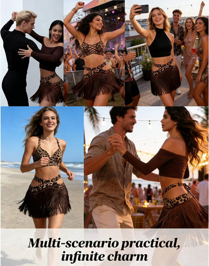Fringe Skirt for Women Salsa Party Latin Dance Skirt with Shorts Dance Clothes Rave Outfit Dance Wear