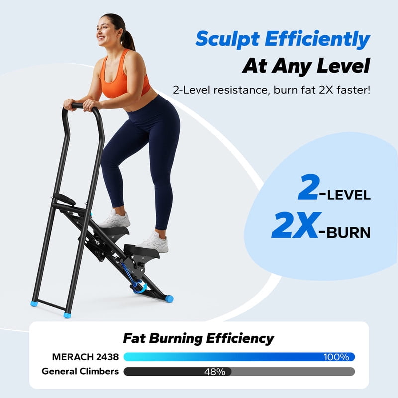 Transform Your Home Workouts with the MERACH Compact Foldable Vertical Climber - Ultimate Full-Body Cardio Machine for All Fitness Levels