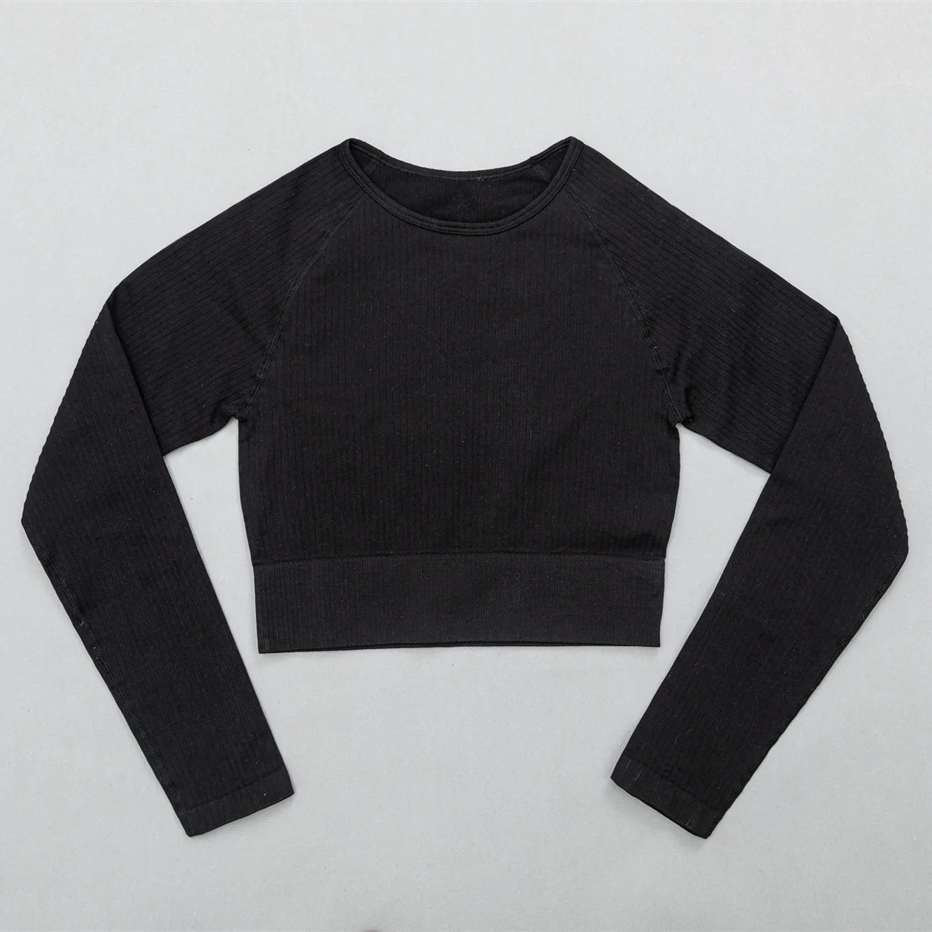 Women's Seamless Yoga Set - Athletic Workout Clothes with Long Sleeve Crop Top and Leggings