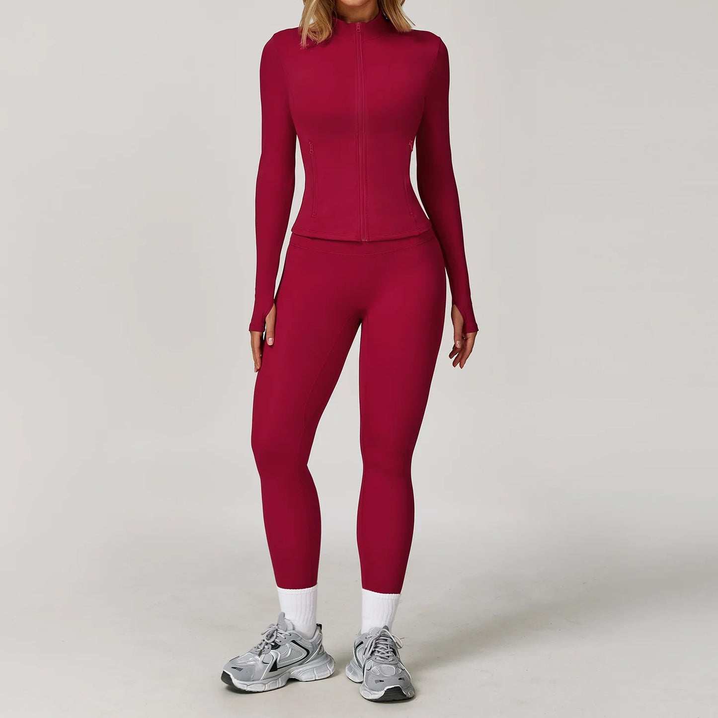 Women's 2/3 Piece Yoga Suit and Gym Set - Long Sleeve Sports Bra and Athletic Wear for Running and Workouts