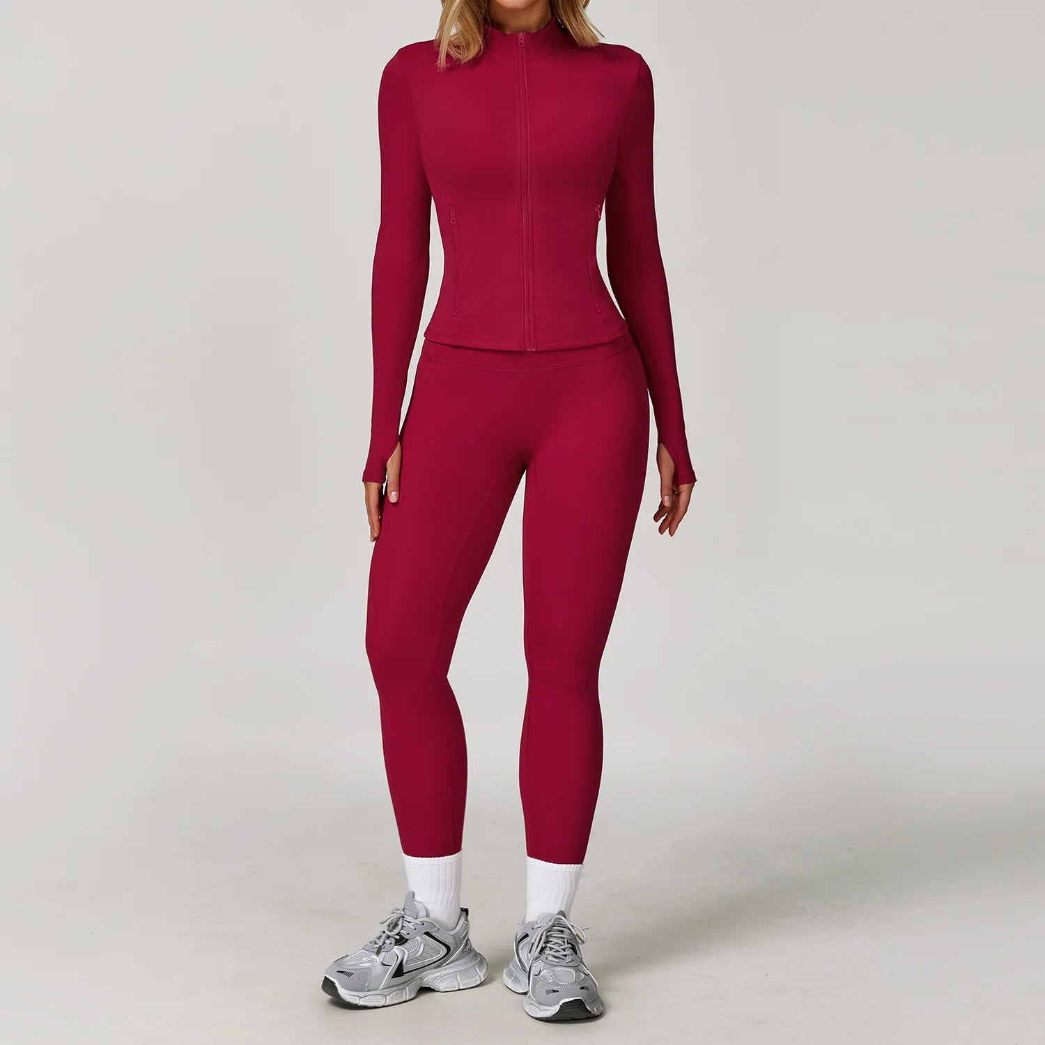 Women's 2/3 Piece Yoga Suit and Gym Set - Long Sleeve Sports Bra and Athletic Wear for Running and Workouts