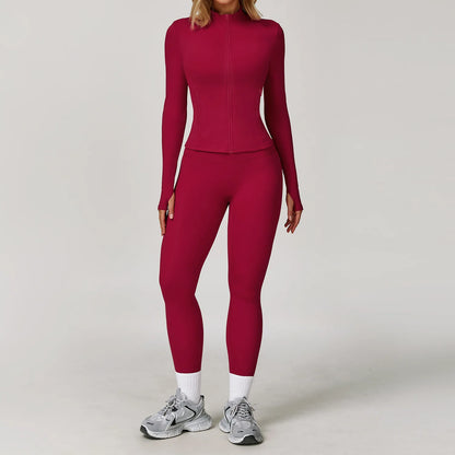 Women's 2/3 Piece Yoga Suit and Gym Set - Long Sleeve Sports Bra and Athletic Wear for Running and Workouts