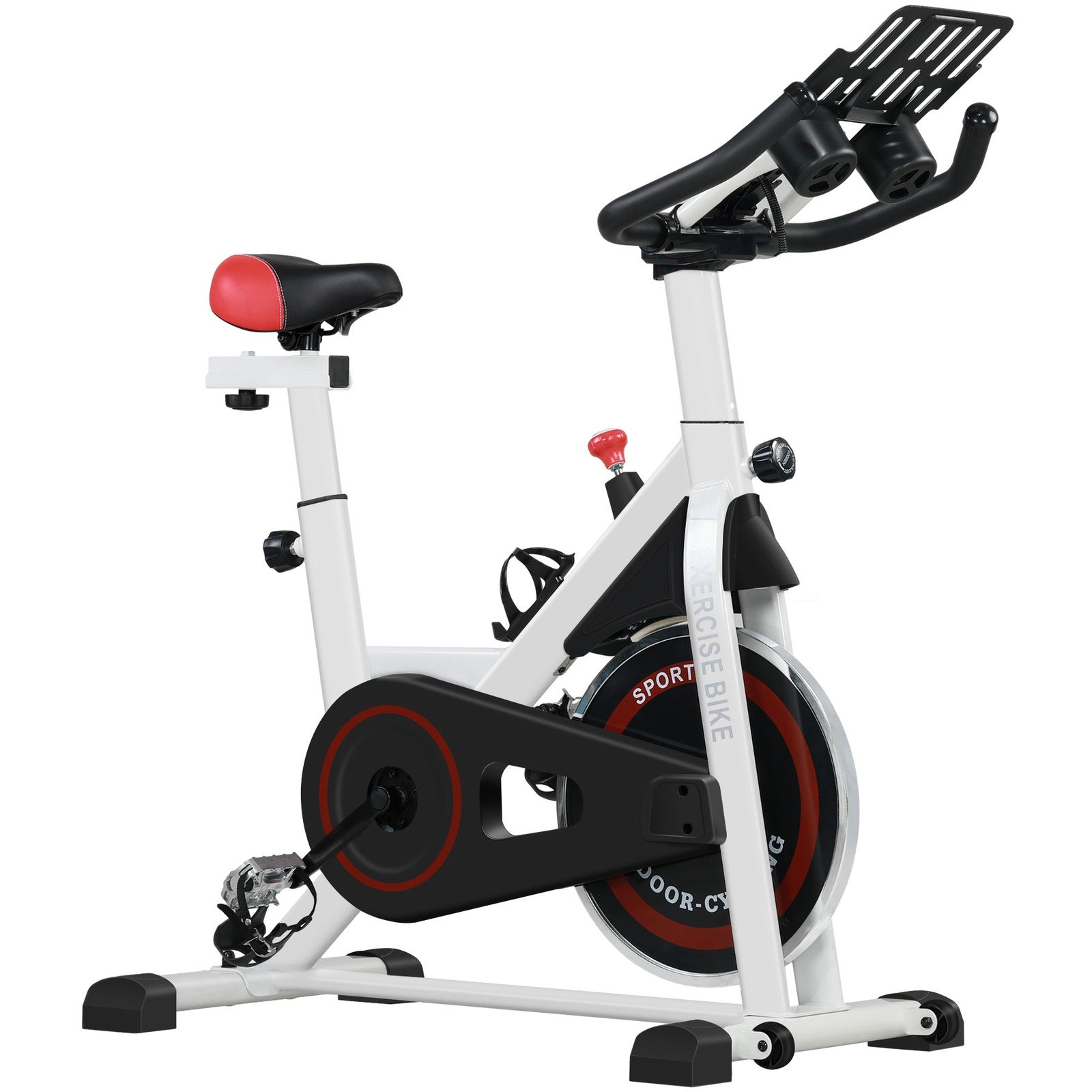 8Kg Flywheel Exercise Bike Adjustable Fitness Cycle Trainer, White