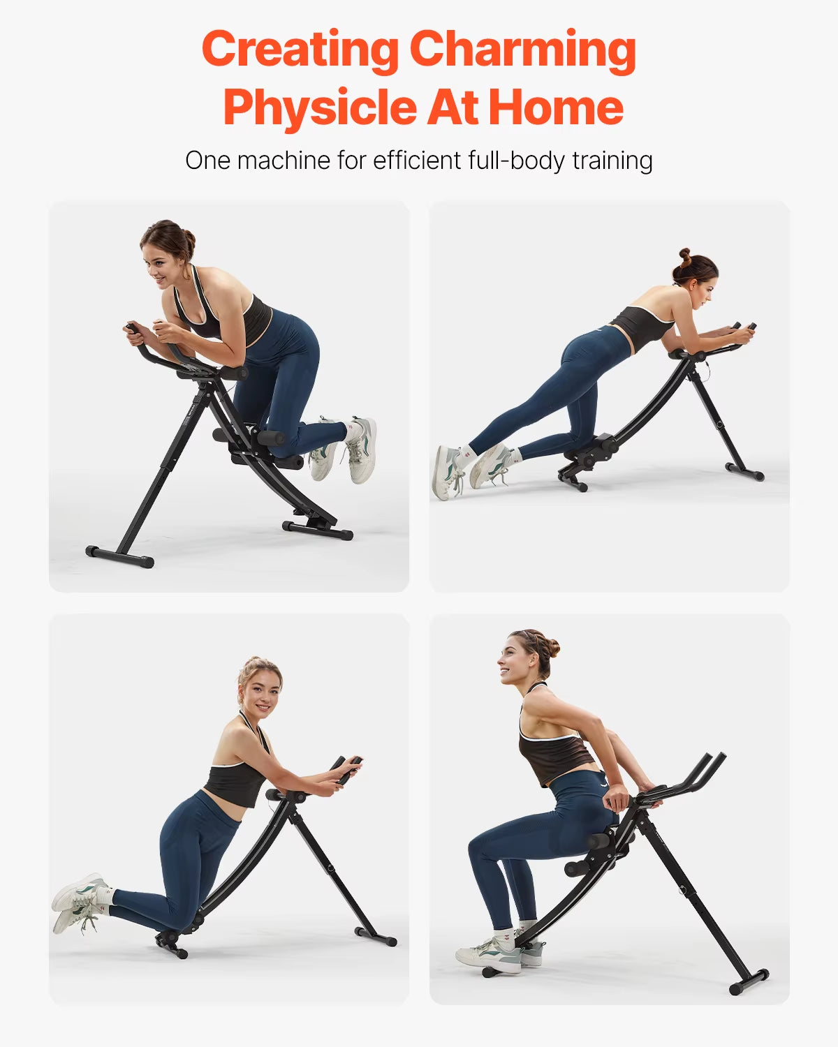VEVOR Foldable Ab Workout Machine - Strength Training Equipment with 440 lbs Weight Capacity for Effective Ab Crunch Exercises