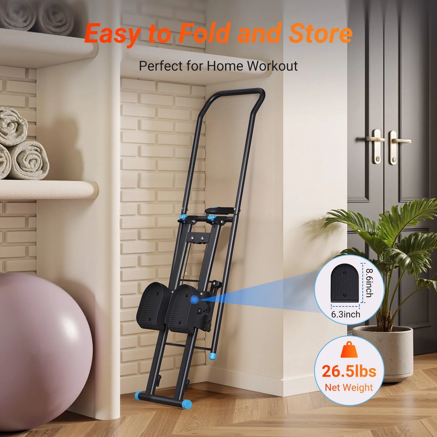 MERACH Stair Stepper for Home Compact Foldable Vertical Climber - Full-Body Workout Stepper, Home Gym Cardio Exercise Equipment