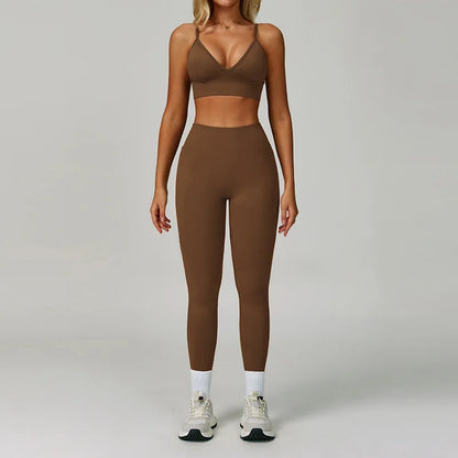 Women's Yoga Set - 2/3 Piece Gym Apparel, High Waist Leggings and Sports Bra for Fitness and Workout