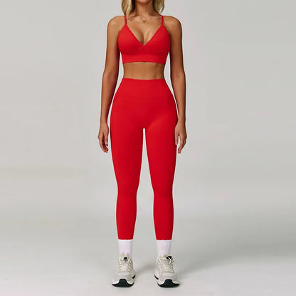 Women's Yoga Set - 2/3 Piece Gym Apparel, High Waist Leggings and Sports Bra for Fitness and Workout