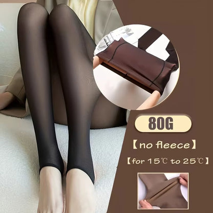 300G Warm Fleece Lined Tights Women Winter Thermal Sexy Tights Wool Fake Translucent Pantyhose Stockings