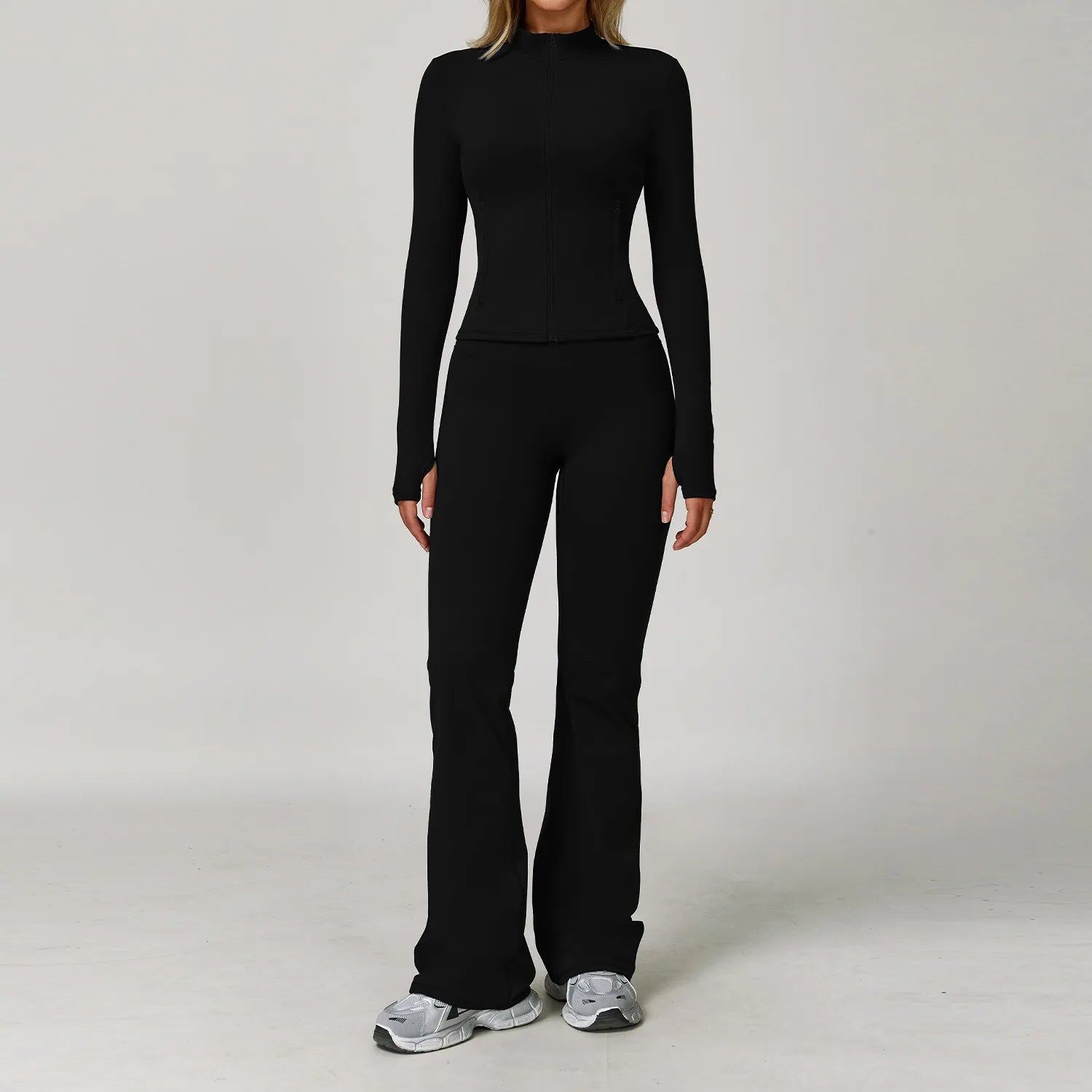 Women's 2/3 Piece Yoga Suit and Gym Set - Long Sleeve Sports Bra and Athletic Wear for Running and Workouts