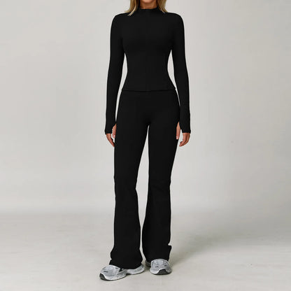 Women's 2/3 Piece Yoga Suit and Gym Set - Long Sleeve Sports Bra and Athletic Wear for Running and Workouts