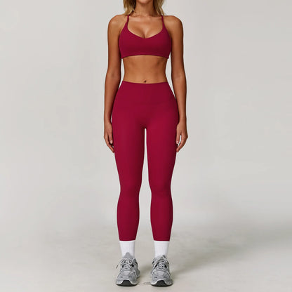 Women's 2/3 Piece Yoga Suit and Gym Set - Long Sleeve Sports Bra and Athletic Wear for Running and Workouts