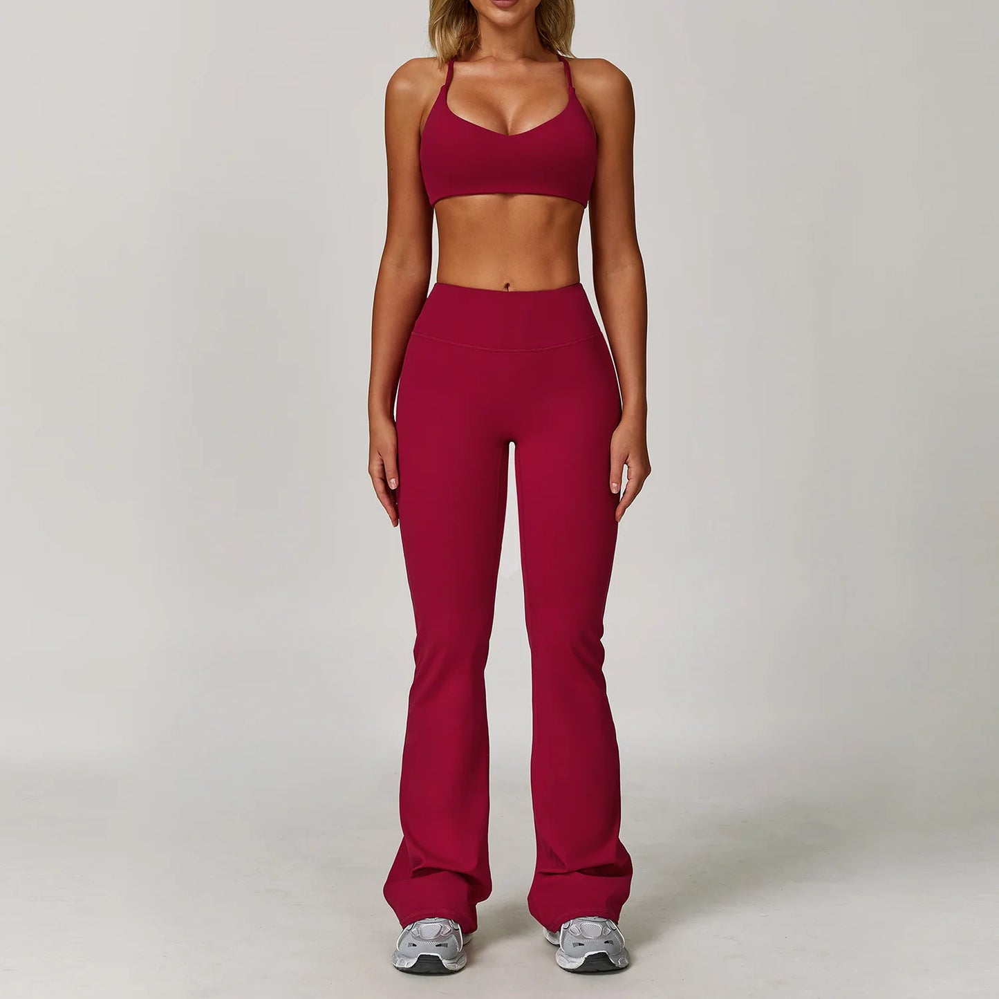 Women's 2/3 Piece Yoga Suit and Gym Set - Long Sleeve Sports Bra and Athletic Wear for Running and Workouts
