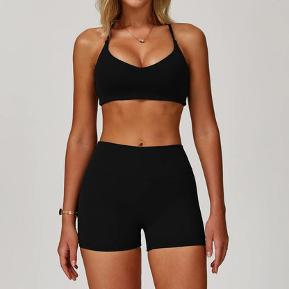 Women's 2/3 Piece Yoga Suit and Gym Set - Long Sleeve Sports Bra and Athletic Wear for Running and Workouts
