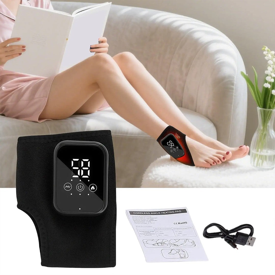 Cordless Electric Heating Foot Ankle Massager with Hot Compress & Heat Vibration