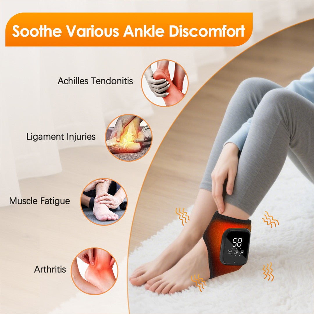 Cordless Electric Heating Foot Ankle Massager with Hot Compress & Heat Vibration