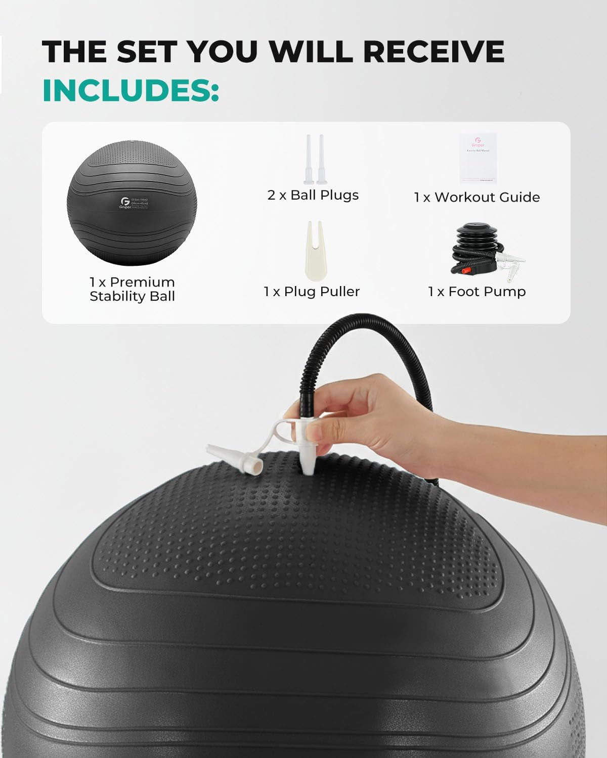Yoga Ball, Extra Thick Exercise Ball for Workout Pregnancy Stability - 4 Sizes anti Burst Balance Ball for Yoga, Pilates, Fitness, Birthing, Physical Therapy - Includes Pump