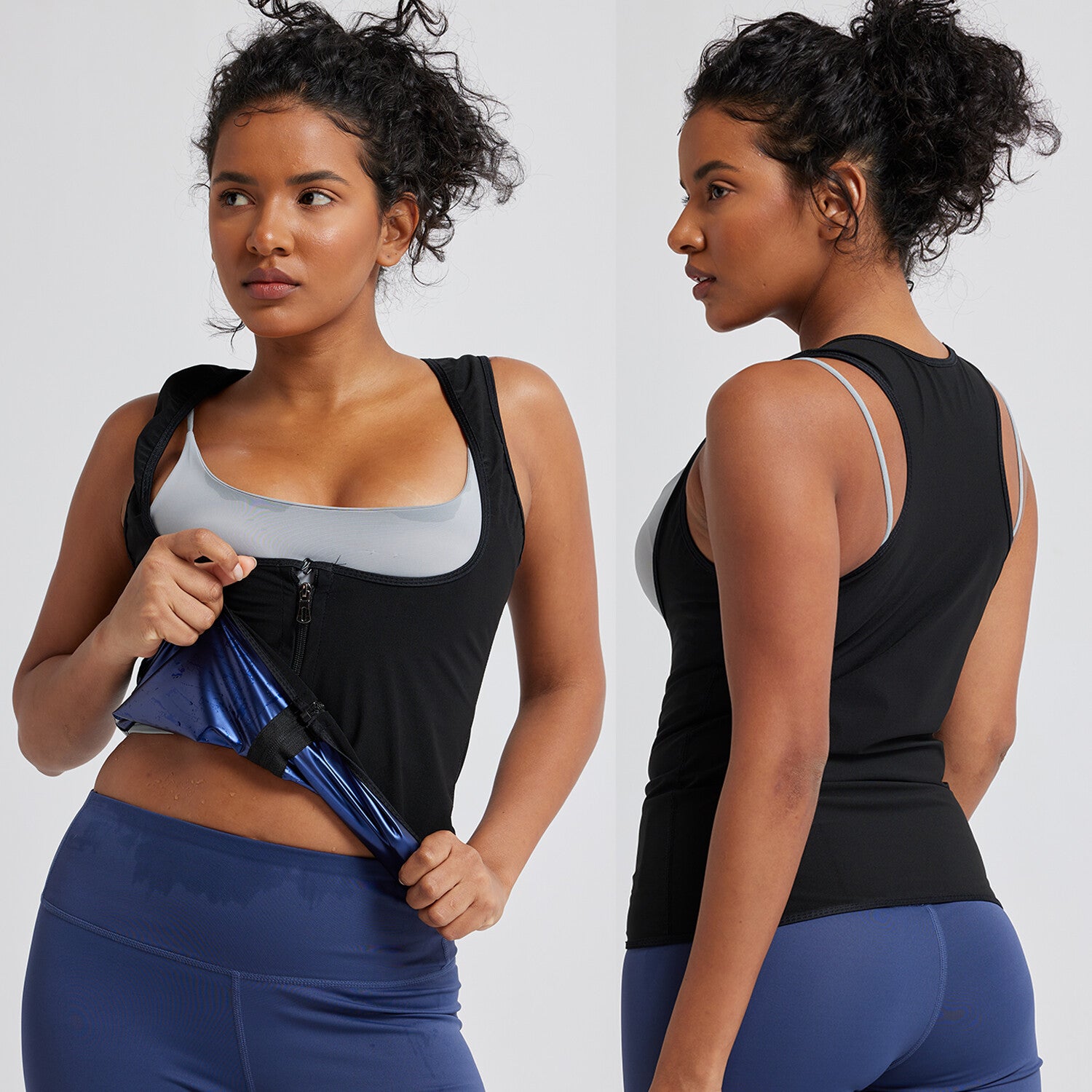 Women Sauna Sweat Suits Weight Loss Workout Vest Waist Trainer Shirt Shapewear