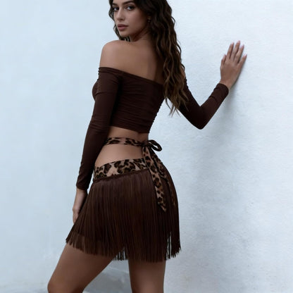 Fringe Skirt for Women Salsa Party Latin Dance Skirt with Shorts Dance Clothes Rave Outfit Dance Wear