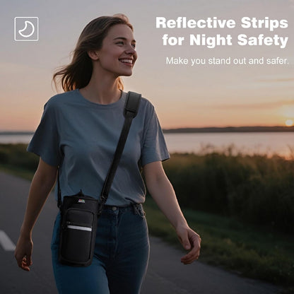 Water Bottle Carrier Bag,25Oz/40Oz/64Oz Bottle Pouch Holder,Adjustable Shoulder Hand Strap 2 Pocket Sling Neoprene Sleeve Sports Accessories for Hiking Travelling Camping