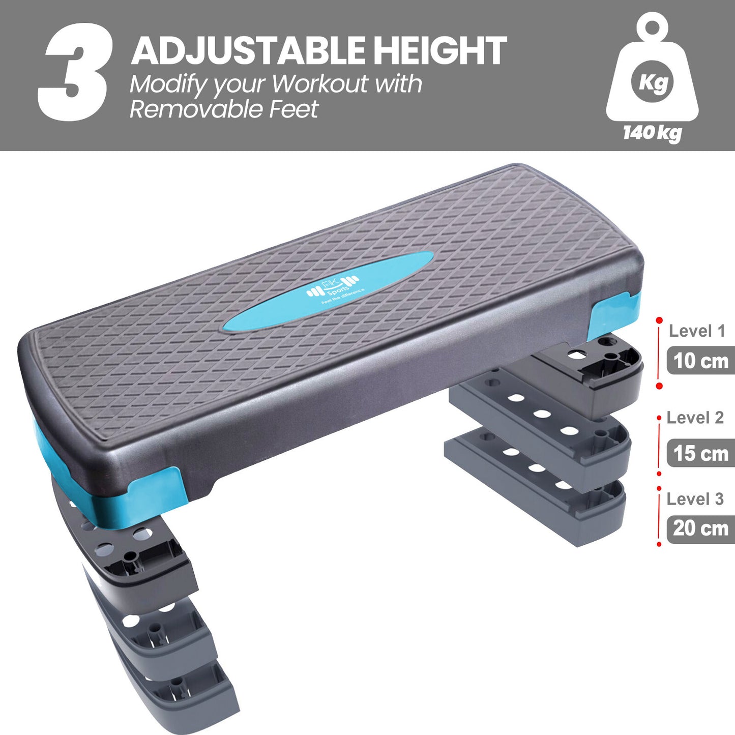 Aerobic Stepper Adjustable Height 2-3-5 Levels Exercise Stepper for Home Yoga