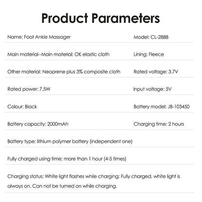 Cordless Electric Heating Foot Ankle Massager with Hot Compress & Heat Vibration