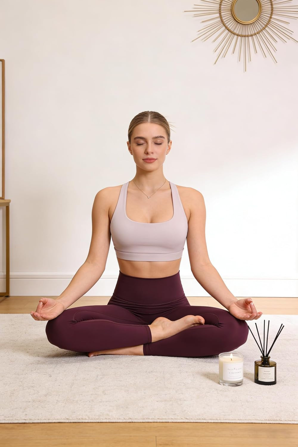 Workout Sets for Women 2 Pieces Seamless Yoga Legging Removable Bra Padding