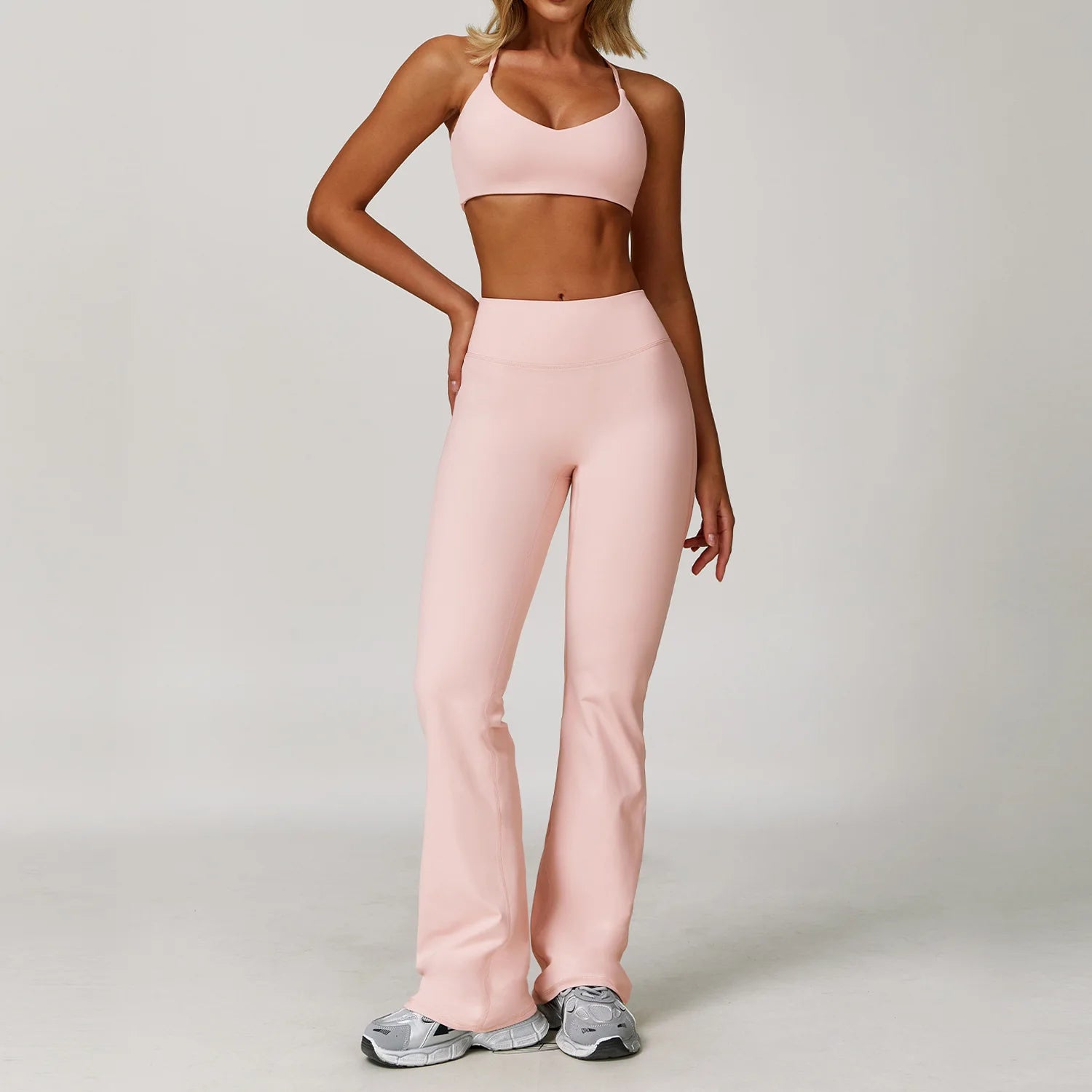 Women's 2/3 Piece Yoga Suit and Gym Set - Long Sleeve Sports Bra and Athletic Wear for Running and Workouts