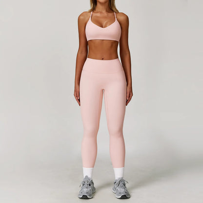 Women's 2/3 Piece Yoga Suit and Gym Set - Long Sleeve Sports Bra and Athletic Wear for Running and Workouts