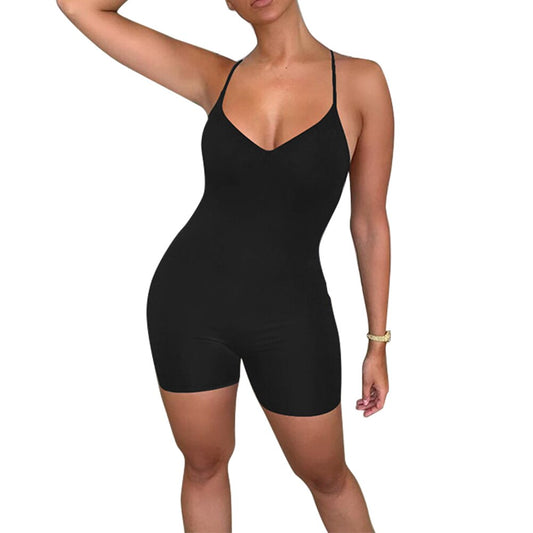 Sexy Deep V-Neck Backless Bodycon Romper