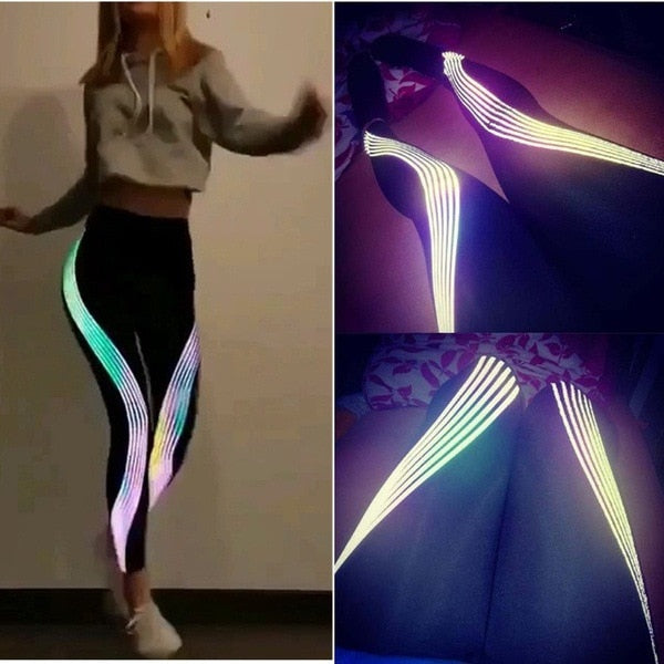 High Waist Reflective Stripe Leggings