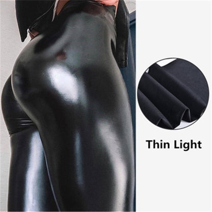 High Waist Black PU Leather Pants