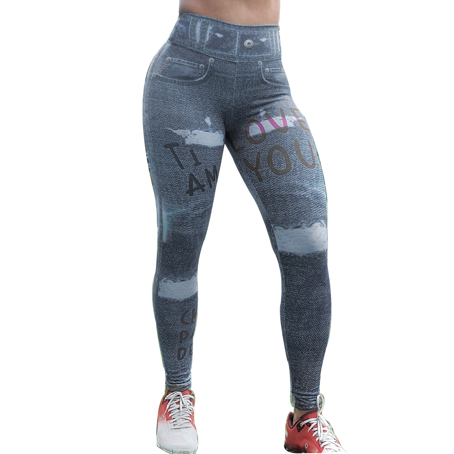 3D Ripped Jeans Print Leggings